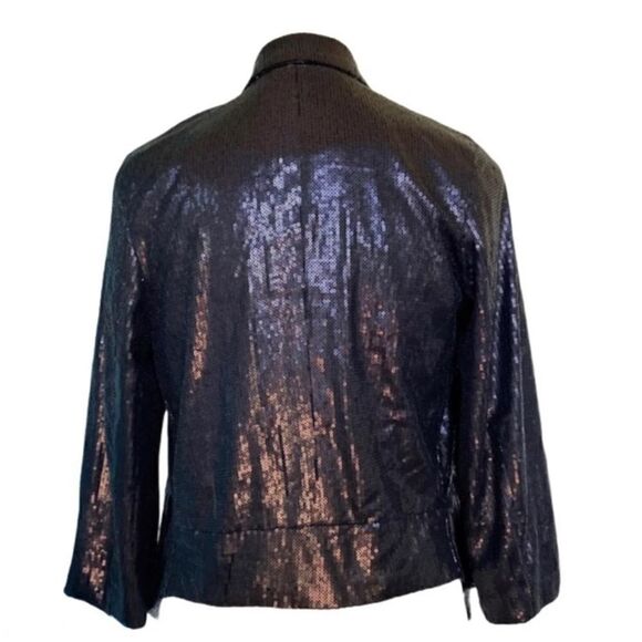 3/$15 Costa Blanca Black Sequin Open Front Blazer S - Picture 5 of 8